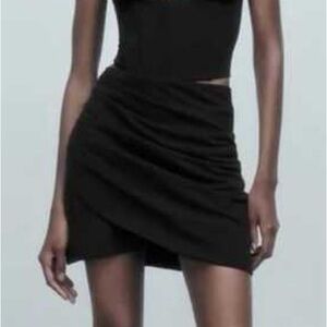 Zara Black Draped Mini Skirt